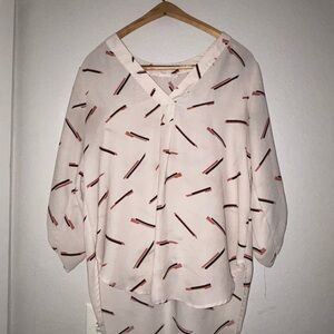 Elegant Blouse with Red and Black Accents